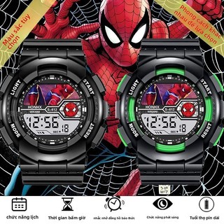 Đồng hồ Spider-Man chống nước cho bé – Đồng hồ trẻ em đa chức năng, đèn chiếu sáng, báo thức, thể thao