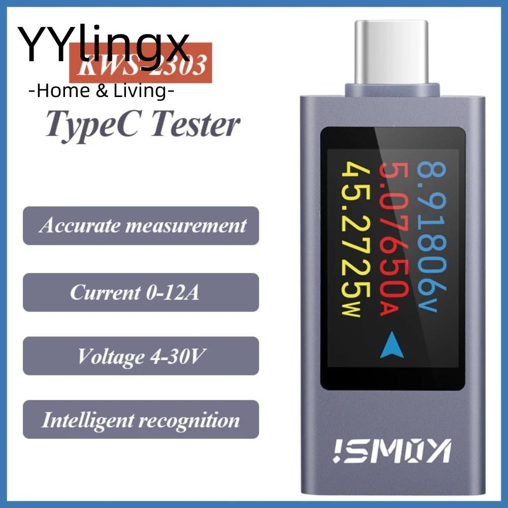 Màn hình hiện tại và điện áp, Máy kiểm tra đồng hồ đo công suất PD DC 4-30V 0-12A, KWS-2303C Type-C 