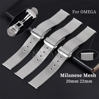  20mm 22mm Milanese Lưới Thép Không Gỉ Dây Đeo Đồng Hồ Cho Omega Seamaster 007 Phát Hành Nhanh Dây Kim Loại Sang Trọng Tự Động Khóa Bướm Nam Nữ Vòng Tay 