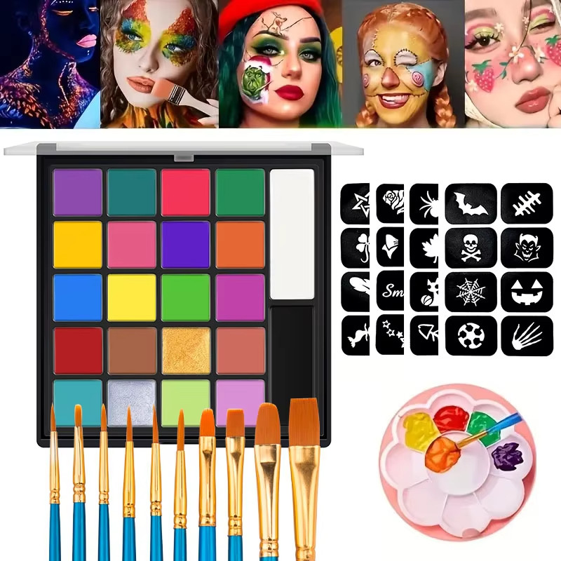 Veronni Face Paint Body Makeup Halloween Face Body Paint Art 22 Màu Bộ Tranh Có Bàn Chải Có Sẵn Cho 
