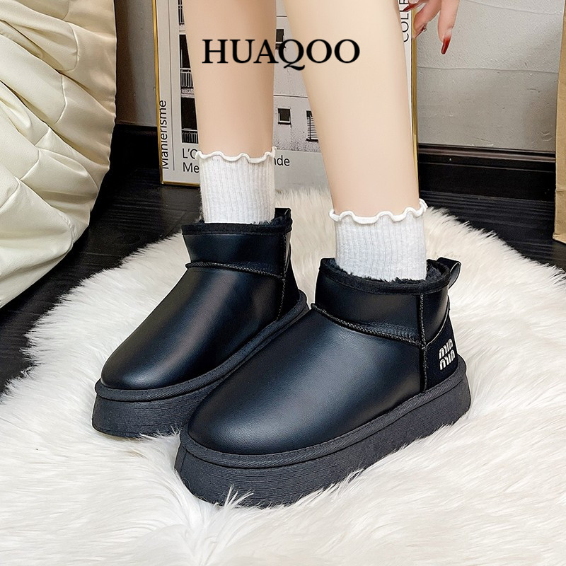 Huaqoo giày nữ boot nữ bột boot Thời trang trăm mốt Thiết kế độc đáo Độn đế Chất lượng cao Lót êm ái FXD24B059X 45Z241106