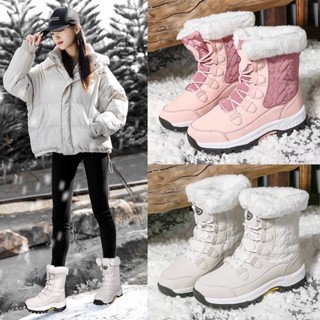Giày trượt tuyết du lịch ngoài trời còn hàng ủng đi Tuyết Ấm Áp Giày bông cao cổ ủng đi tuyết cho Nữ Giày bông cực lạnh Mohe Ống giữa chống trơn trượt chống thấm nước ngoài trời mùa đông cộng với nhung dày Giày bông lớn phía Đông Bắc