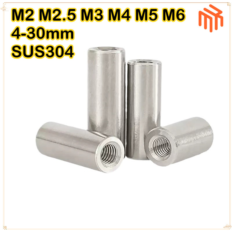 [MX1] Ống nối ty ren inox - Nối ren INOX 304 M2 M2.5 M3 M4 M5 M6 loại tốt / Đai ốc nối M2 M2.5 M3 M4