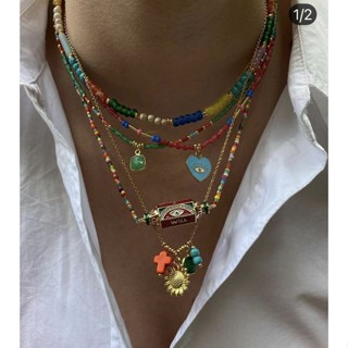 Xuyu Sáng Tạo Quyến Rũ Nữ Vòng Cổ Quỷ Mắt Xanh Tình Yêu Mặt Dây Chuyền Pha Lê Hạt Trang Sức Dự Tiệc Phụ Kiện Tình Bạn Quà Tặng