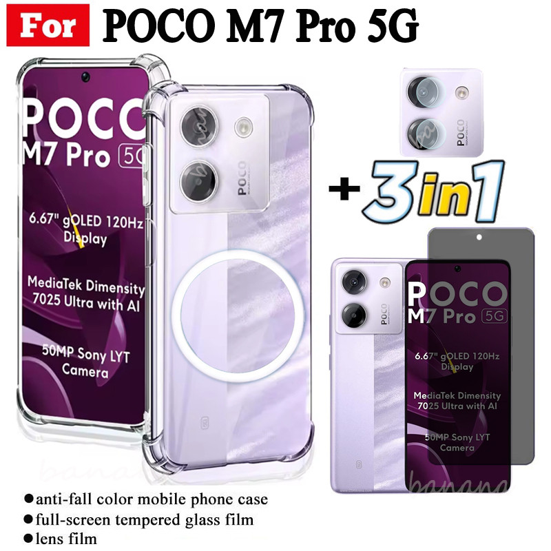 Ốp điện thoại TPU trong suốt Poco M7 Pro 5G có thanh sạc không dây từ tính cho Poco M7 5G X7 Pro C75