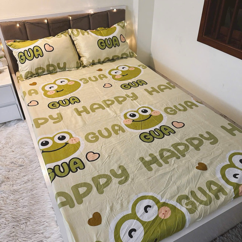 Bộ Ga Kèm 2 Vỏ Gối Cotton Poly Bo Chun Bọc Nệm 80cmx2m,1mx2m,1m2x2m, Nhiều mẫu để chọn