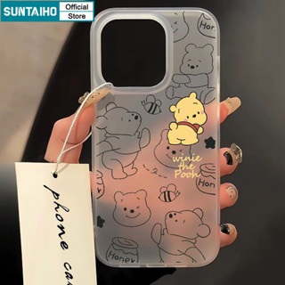Suntaiho Hoạt Hình Dễ Thương Winnie the Pooh Ốp Điện Thoại TPU Trong Suốt Matte Mềm Cao Cấp Chống Sốc Cho iPhone 11 12 13 14 15 16 Pro max IP 7 8 Plus Iphon X Xs XR Xs max