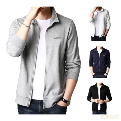 Áo khoác nam Zip Up Áo khoác thêu Slim Fit Cổ đứng cổ áo thể thao thoải mái Plus Kích thước LY06