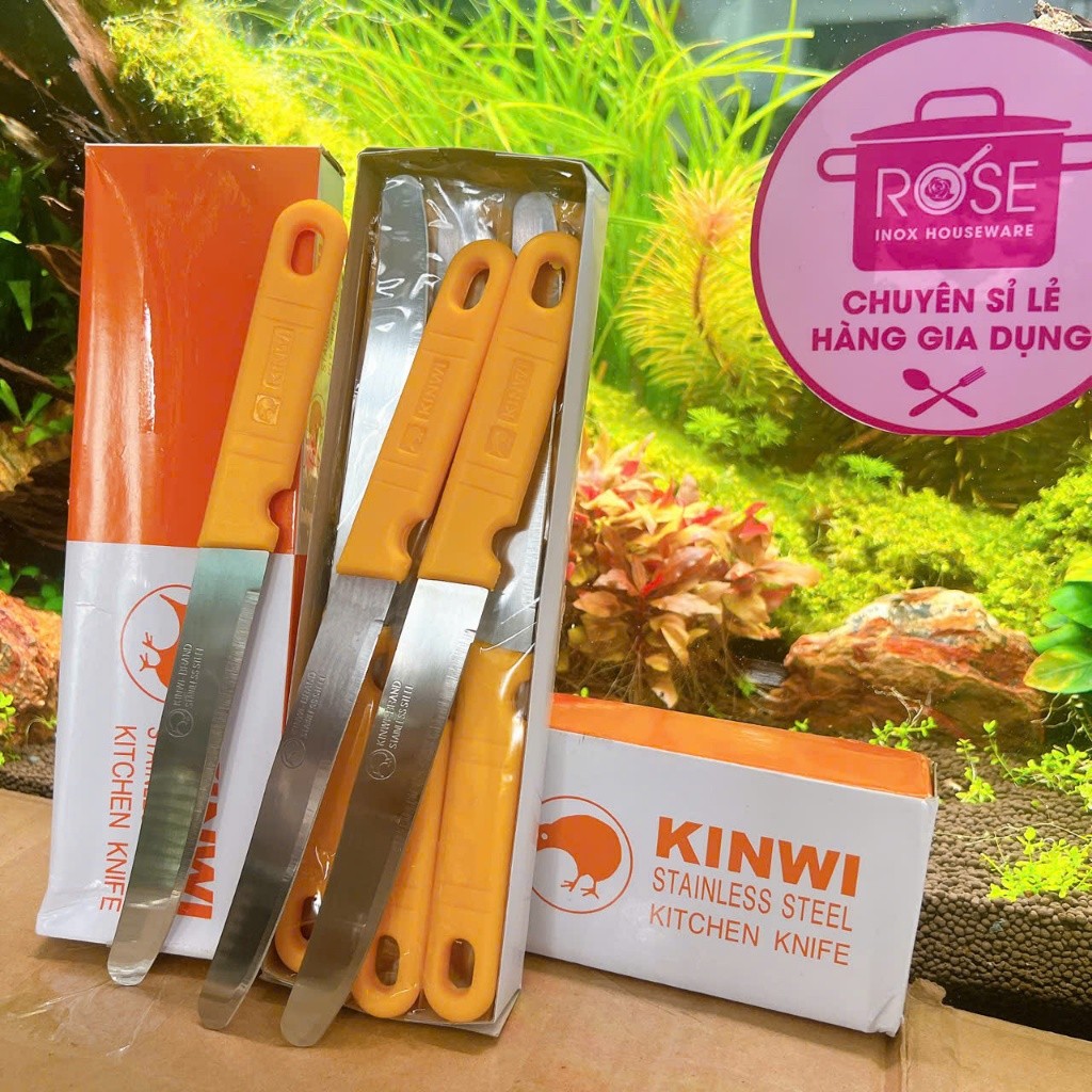 COMBO 12 Dao cán vàng KINWI Siêu rẻ - Dao Thái Lan, dao gọt trái cây cán nhựa vàng 21cm