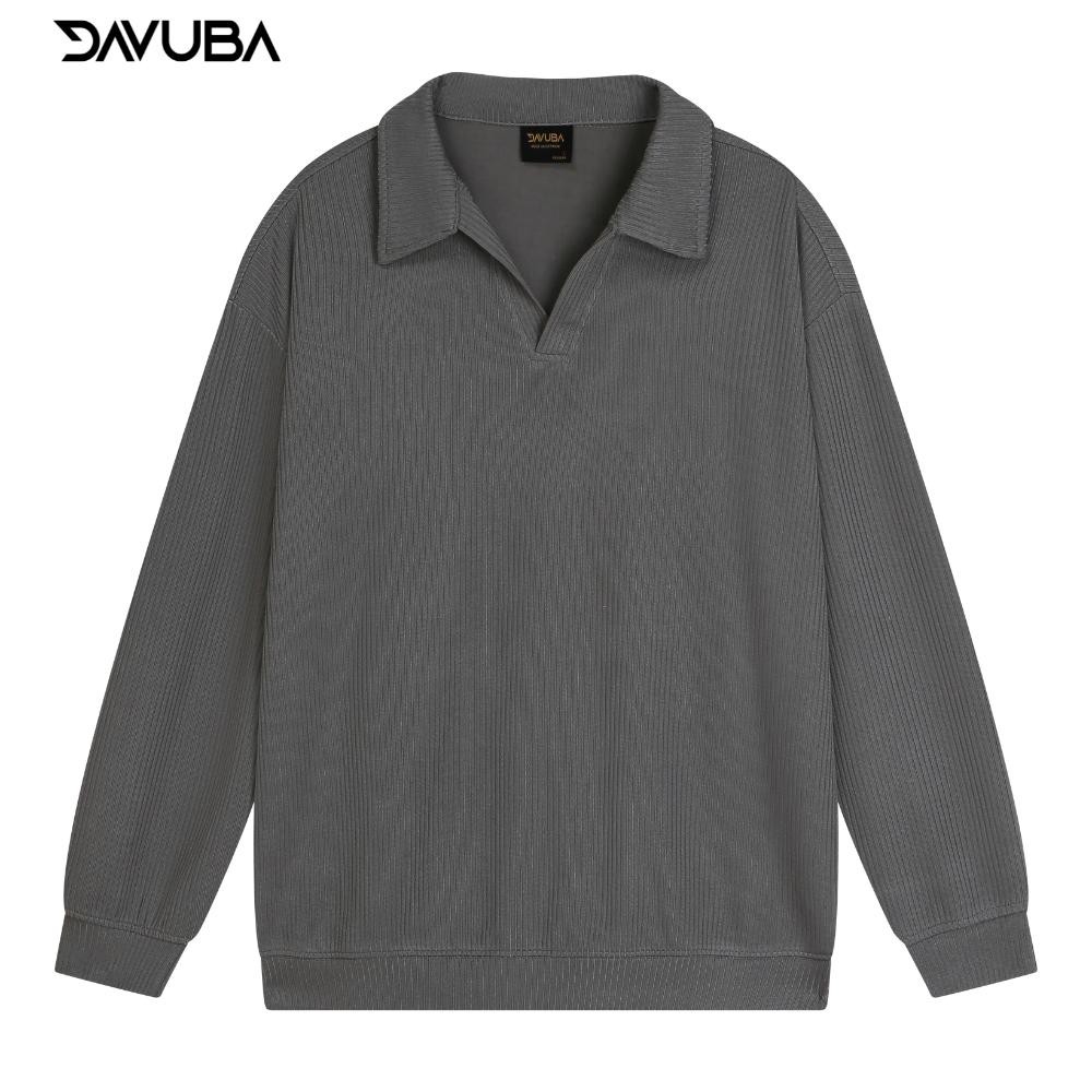 Âo thun tăm cổ V trụ DAVUBA dài tay from rộng SM118 | BigBuy360 - bigbuy360.vn