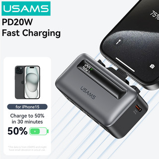  Usams 2in1 4500mAh Mini Sạc nhanh Di động Power Bank Type-C   iP Cổng Powerbank 