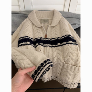 Fair Island Raccoon Lông Cừu Xoắn Ve Áo Dây Kéo Áo Len Nữ Thu Đông Rời Cao Cấp Dệt Kim Cardigan Top V250220198