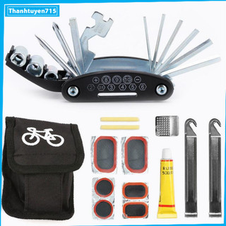 Bộ Dụng Cụ Sửa Chữa Xe Đạp Kèm Hộp Vá Lốp Đa Năng Gắn Treo Khung Sườn Xe kèm túi đựng