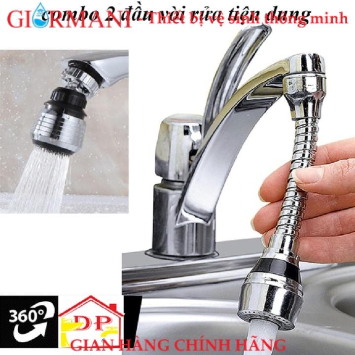 Vòi nước, Combo 2 đầu vòi rửa tăng áp 360 độ dài, ngắn DV01-DV02