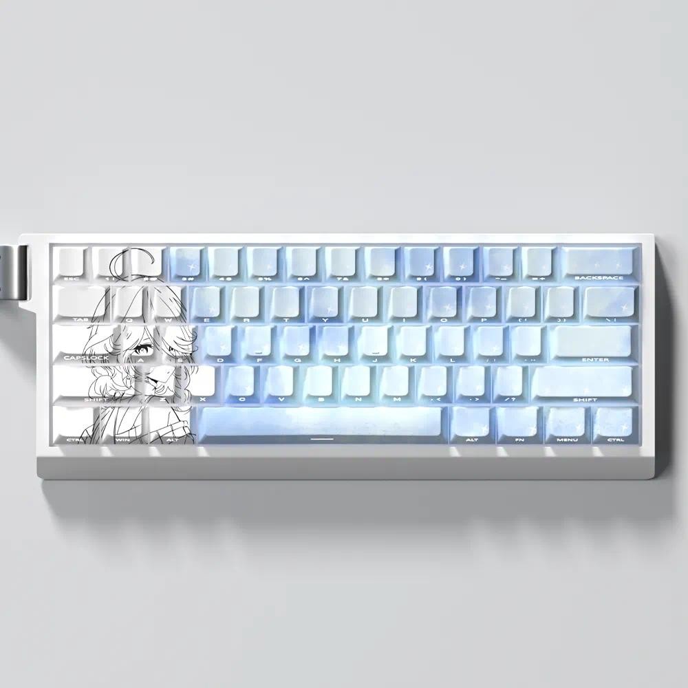 Furina Keycap Cherry Profile PBT Letter Truyền ánh sáng khắc bên Wooting EZ63 Mad68 Mechanical Keyca