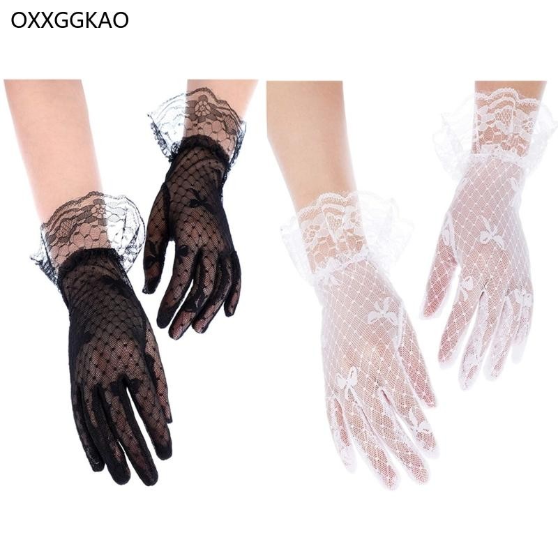 Oxxggkao Găng Tay Ren Nữ Găng Tay Cổ Tay Cô Dâu Găng Tay Ren Ngắn Găng Tay Dự Tiệc Găng Tay Opera Gă