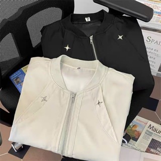 Áo Khoác Ngôi Sao Vòng Cổ Mix Khóa Tay KCloset Áo Bomber Chất Dù 2 Lớp Dày Dặn Dáng Rộng Nam Nữ