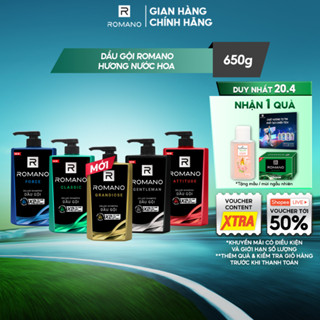 Dầu gội nam Romano hương Nước hoa nam Classic/ Force/ Attitude/ Gentleman 650g/chai