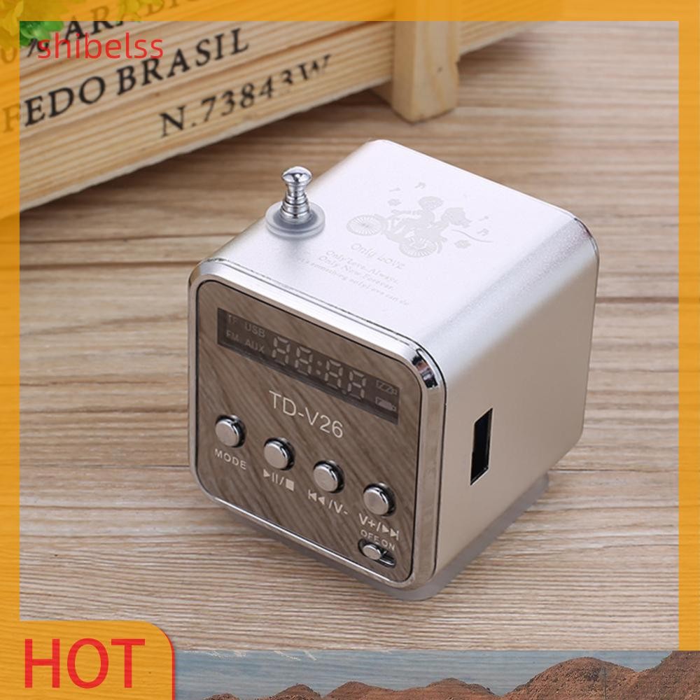 [shibelss.vn] Loa kỹ thuật số FM Radio Mini TD-V26 có bộ thu hỗ trợ thẻ TF (Bạc)
