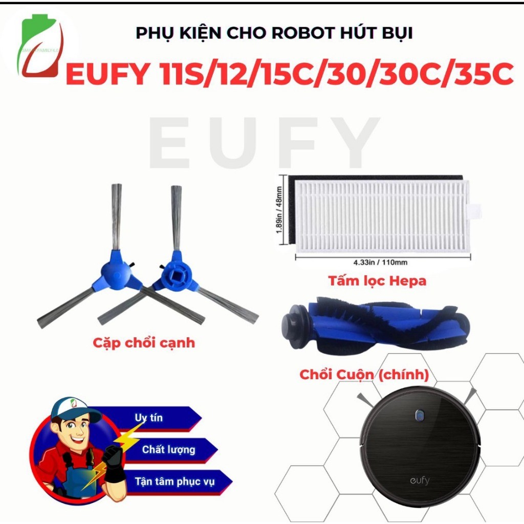 PHỤ KIỆN  ROBOT HÚT BỤI ROBOVAC EUFY G10, G30 ,11S Max, 15C Max, 30C MAX, 11S,12,15C,30C,35C