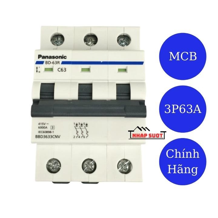 Aptomat MCB Át Cài 3 Pha Panasonic Cầu Dao Tự Động MCB 3P3E 32A 40A 50A 63A