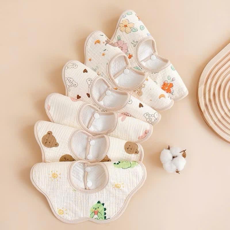 Combo 4 yếm Xô muslin CHỐNG Thấm QC cho bé 0 đến 2 tuổi