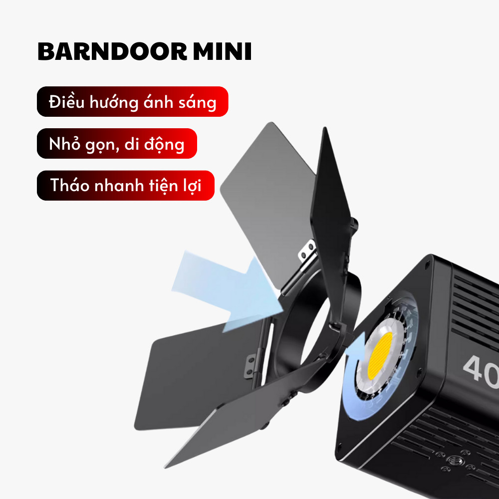 Barndoor Mini điều hướng ánh sáng dùng cho đèn quay, chụp ngoại ảnh ngàm Bowen mini