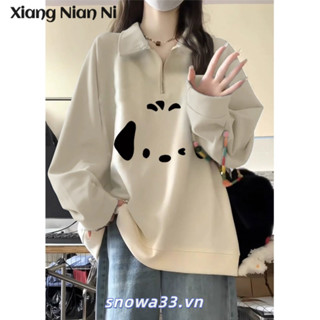 Xiang Nian Ni Nửa Dây Kéo Áo Len Cổ Polo Nữ Mới Top Đầu Thu Áo Khoác