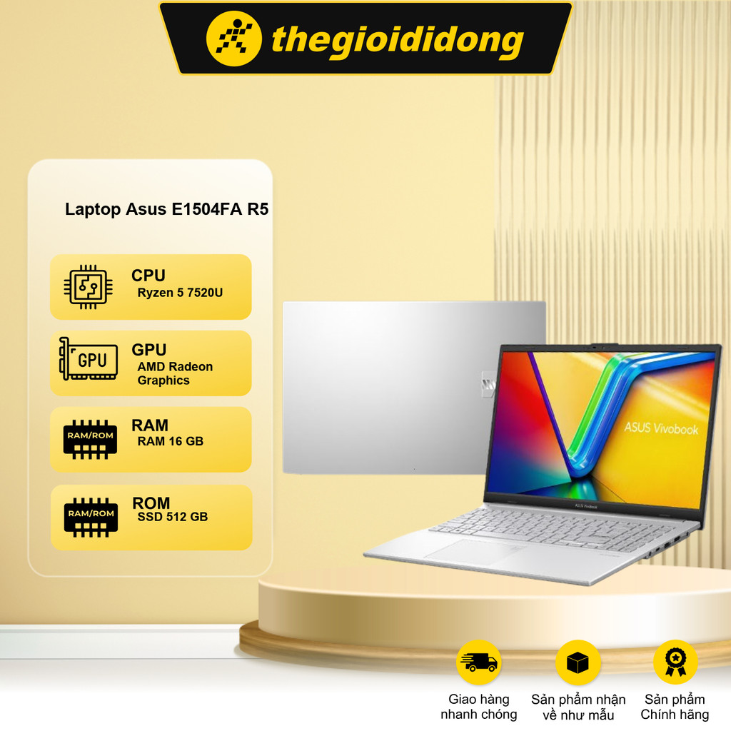 Laptop Asus Vivobook Go 15 E1504FA R5 7520U/16GB/512GB/Chuột/Win11 (NJ776W)