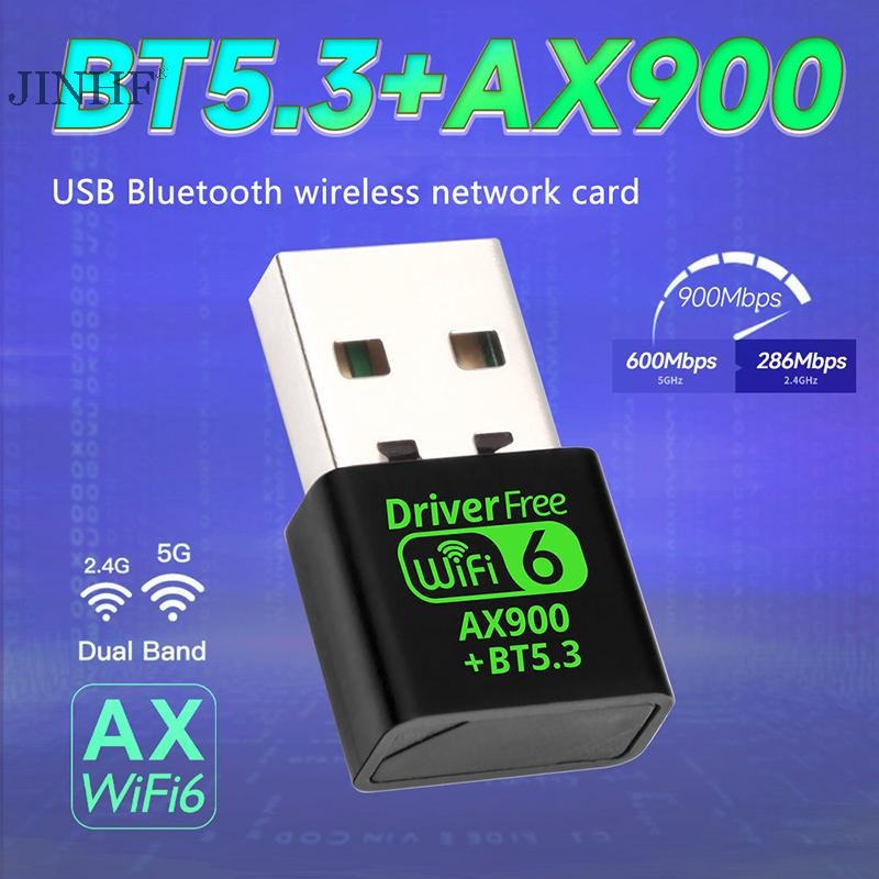 Jinhf AX900 WiFi 6 USB 5.3 Adapter 2in1 Dongle Băng tần kép 2.4G & 5GHz USB WiFi Network Bộ thu Wlan