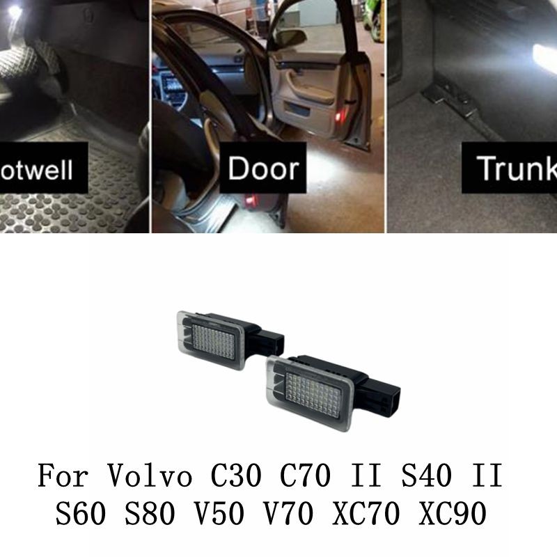 2 Chiếc Đèn LED Thân Xe Khởi Động Hành Lý Đèn Cửa Chào Mừng Chân Đèn Nội Thất Cho Volvo V40 V60 S60 