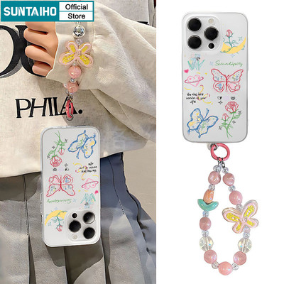 Ốp điện thoại đáng yêu theo chủ đề hoa và bướm Suntaiho Dreamy có vỏ mềm chống sốc quyến rũ trong suốt mờ cho IPhone 11 12 13 14 15 16 Pro Max IP 7 8 Plus Iphon X XS XR