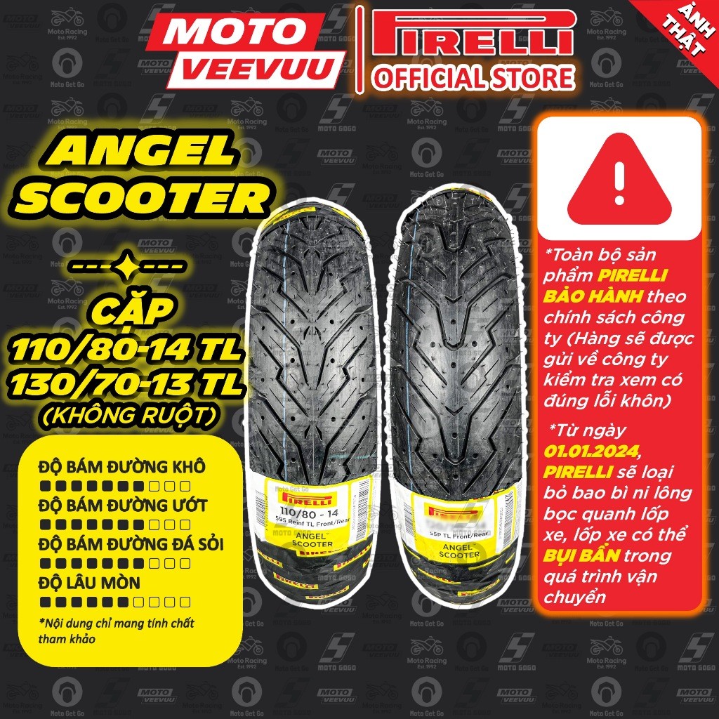 [MTVV] CẶP VỎ LỐP xe máy PIRELLI 110/80-14 & 130/70-13 TL Angel Scooter ADV 150<END>