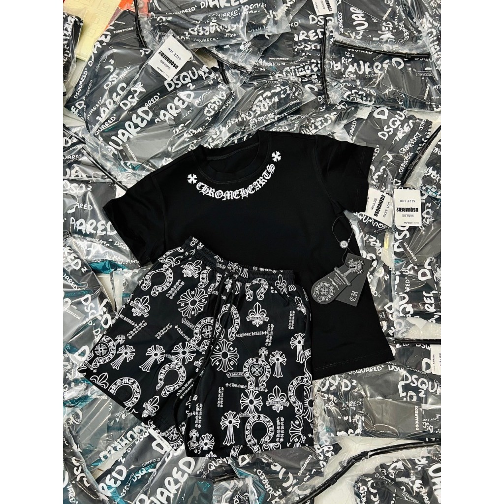 Set áo phông chome + quần họa tiết no 1 cho bé , bộ áo phông quần short bé trai , kid_genz