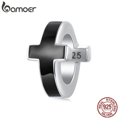 Bamoer 925 Sterling Sliver Charm Cross Spacer Hạt DIY Cho Vòng Tay Quà Tặng Cho Nữ