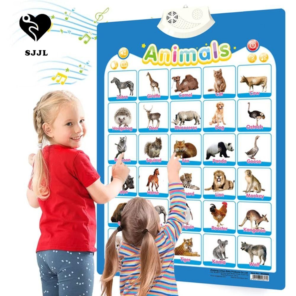 SJJL Biểu đồ tường nói chuyện tương tác, Số sách âm thanh Anima Kids Learning Talking Poster, Đồ chơ