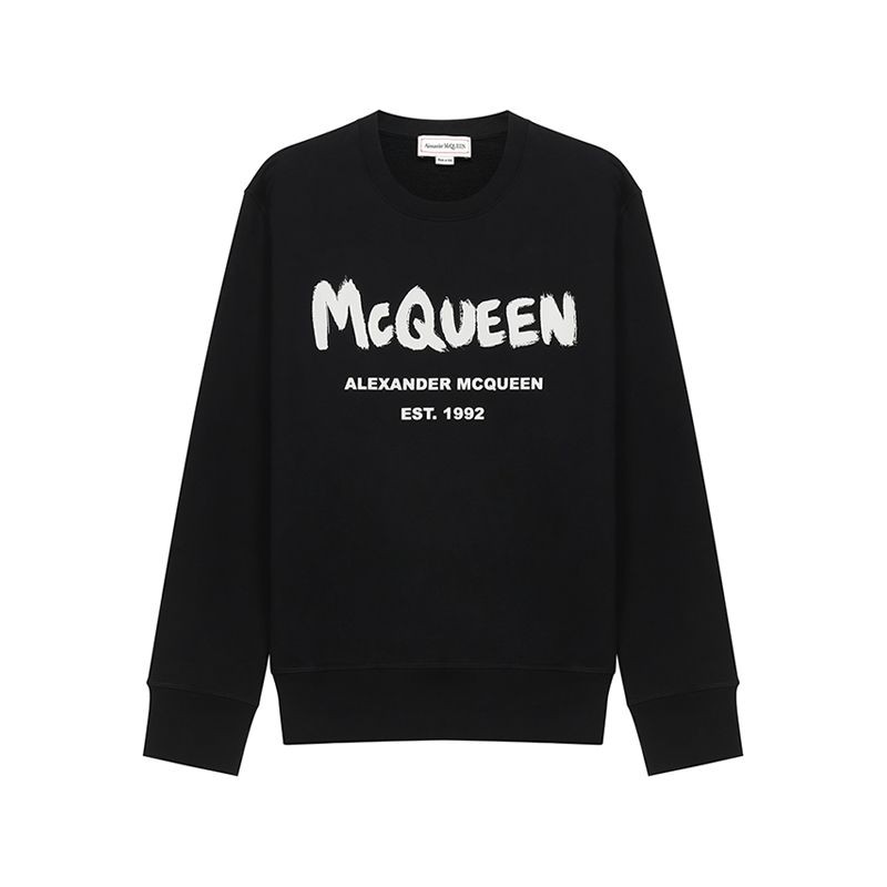 Áo thun nam cổ tròn dài tay Alexander Mcqueen Mcqueen LOGO Graffiti In 662578