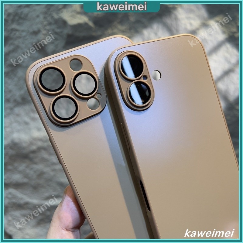Ốp điện thoại mờ Acrylic màu vàng titan sa mạc sang trọng cho iPhone 16Plus 16Pro Max 15 14 13 12 11 Pro Max Chống sốc có bảo vệ Camera Ốp lưng cứng