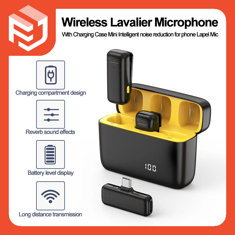 Micro Lavalier không dây có hộp sạc Mini Giảm tiếng ồn thông minh cho điện thoại Ve áo Mic Ghi Video ngắn Micro Vlogging trực tiếp