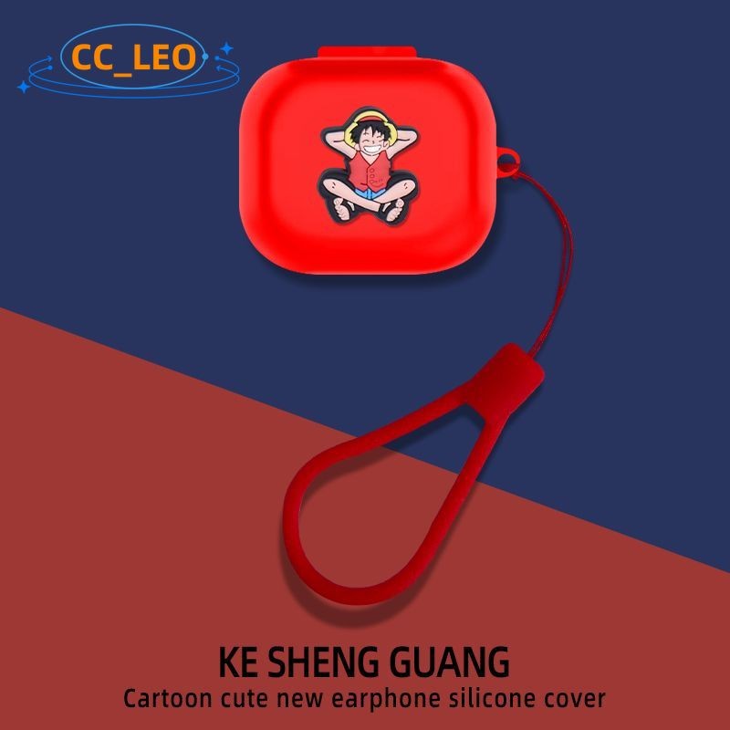 For Baseus Eli 10i Fit Open-Ear Case Cartoon Luffy Cute Silicone Solid Color Lanyard Protective Case