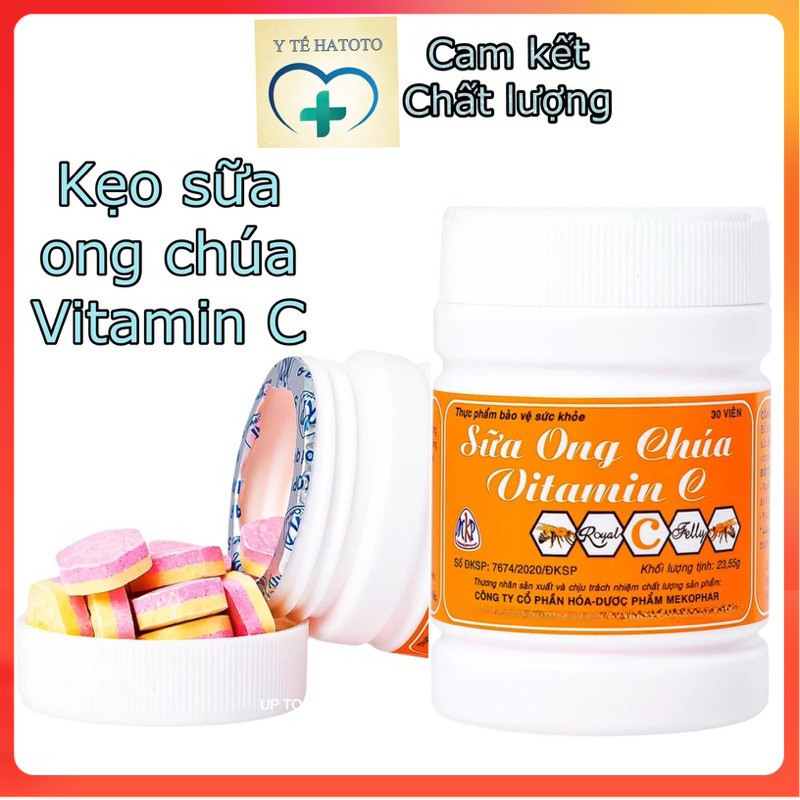 Viên ngậm Sữa Ong Chúa, kẹo sữa ong chúa Vitamin C Mekophar bổ sung vitamin C cho cơ thể, lọ 30 viên