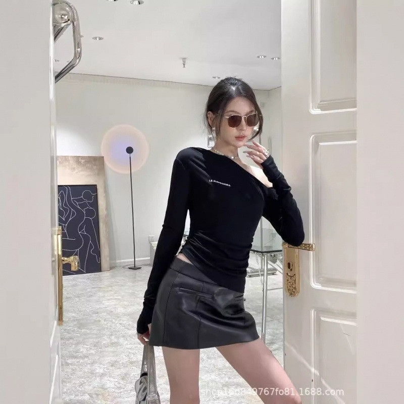 JWSR LE ALESSANORA Autumn and Winter New Hot Girl Irregular Slim-Fit Oblique Shoulder Slimming Sense