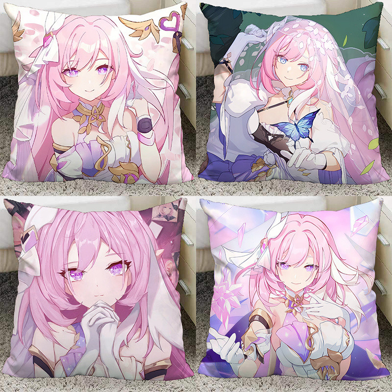 Honkai Impact 3 Elysia gối anime màu hồng đệm hai chiều IQOJ