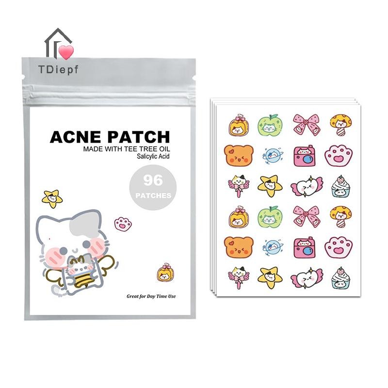 [Tdiepf] 96 Miếng Dán Mụn Hình Mèo Điều Hỗ trợ giảm mụn Miếng Dán Vô Hình Mụn Loại Bỏ Mụn Miếng Dán 