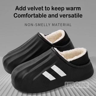 Dép giữ ấm nam mùa đông, thời trang đa năng có thể mang giày bông, đế chống trơn chống mài mòn, chất liệu chống thấm nước, thêm nhung dày, giữ ấm thoải mái UPONE