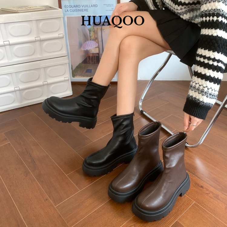 Huaqoo Giày Bốt dép sandal nữ Mũi Vuông Phong Cách Retro Cá Tính Cho Nữ Thời trang Đẹp Trẻ trung Kiểu dáng độc đáo Đa dụng FSX24B04NN 45Z241106