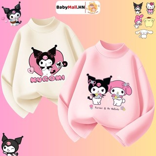  Áo giữ nhiệt hình Kuromi bé gái BABYMALL áo giữ nhiệt dài tay chất zip lông co dãn ấm mịn cho bé 