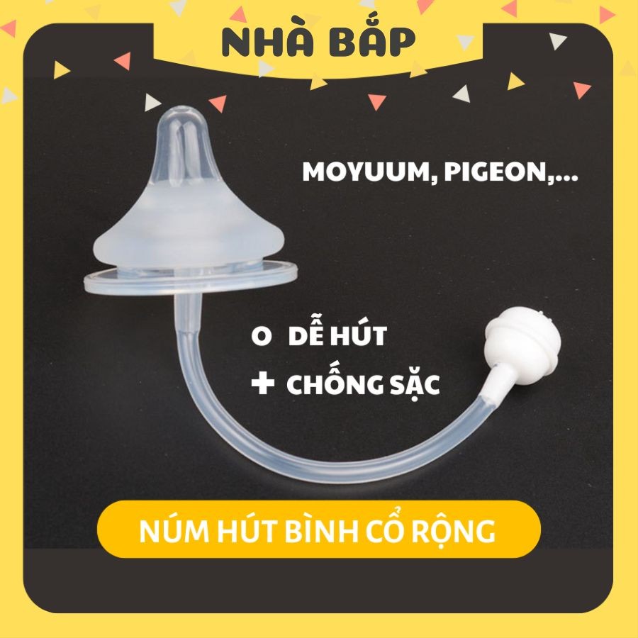 Núm Ti Tập Hút Bình Sữa Moyuum, Pigeon, Dây Ti Sữa Bình Sữa Cổ Rộng Giúp Bé Bú Mọi Tư Thế - Nhà Bắp