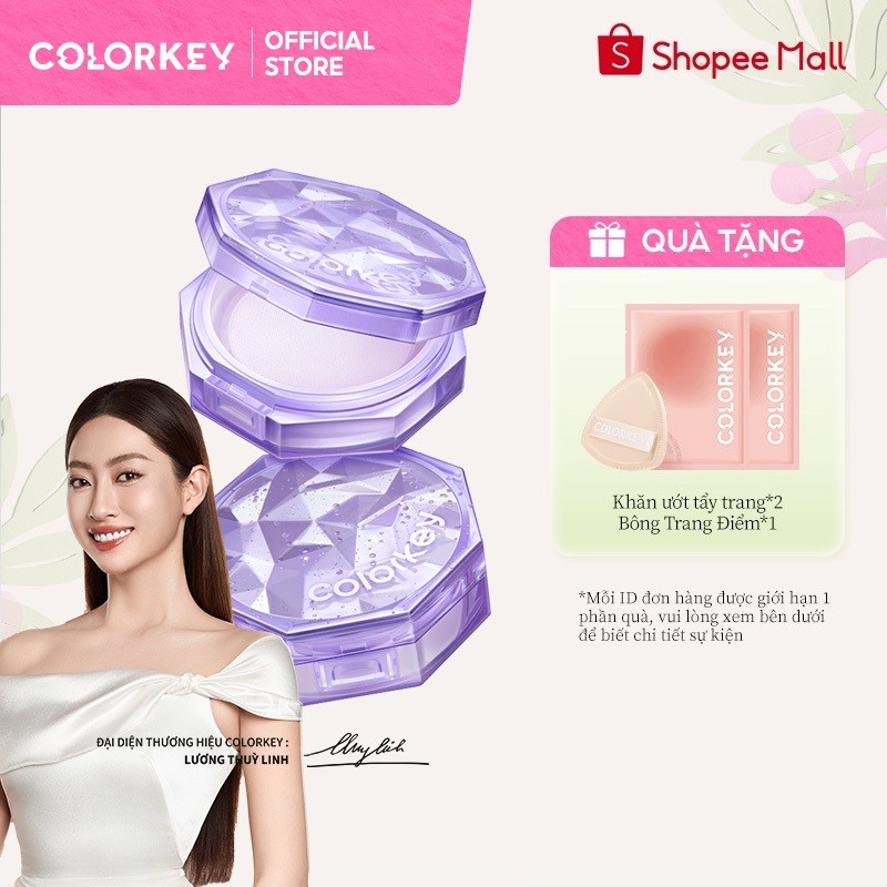 Colorkey Phấn phủ dạng bột lâu trôi giới hạn Bột trang điểm tự nhiên Matte Brighten Kiểm soát dầu Trang điểm mặt lâu trôi 8g