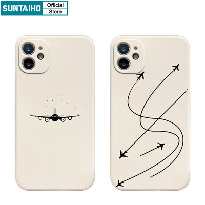 Suntaiho Thời Trang Độc Đáo Dây Họa Tiết Máy Bay Ốp lưng Cho Iphone 16 15 14 13 12 11 Pro Max IP 7 8 Plus Iphon X Xs XR Xs Max Silicon Mềm Cao Cấp Chống Sốc Ốp Lưng
